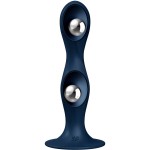 SATISFYER - DOUBLE BALL-R SILIKONOWE DILDO GARNET